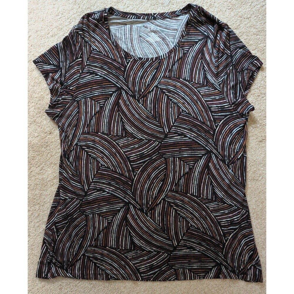 Apt. 9 Essentials Womens XL Black Abstract Brushstroke Short Sleeve Long Shirt